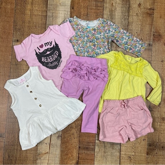 Girl Toddler 12 Months Boho Floral Ruffle Spring Summer Fall Clothing Bundle - Picture 1 of 8